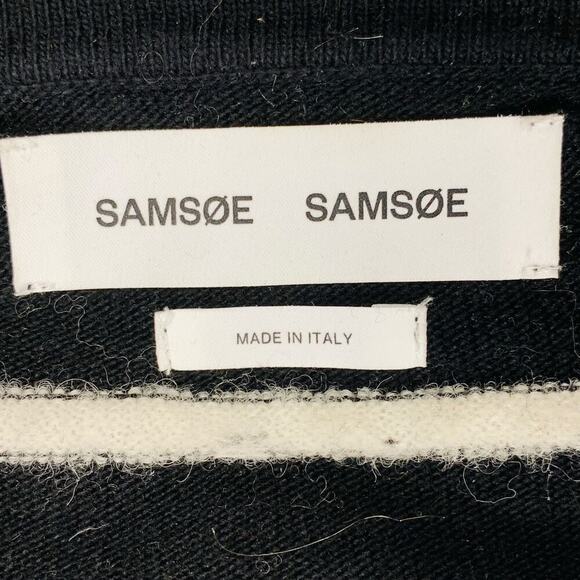 Samsoe May Crew Neck Black Stripe Cotton Alpaca Fuzzy Sweater - Size S - Picture 5 of 9